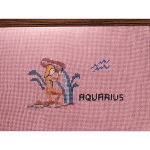 Vintage Aquarious the Waterbearer Needlepoint - Wood Frame with Glass